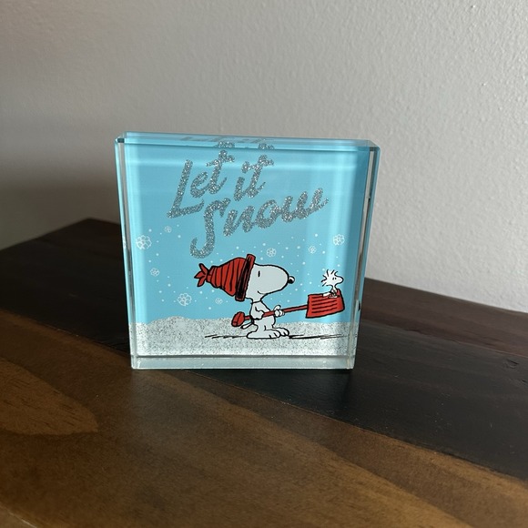 dandee Other - Peanuts Snoopy "Let It Snow" Glass Block Tabletop Decor Dan Dee 2022 Holiday